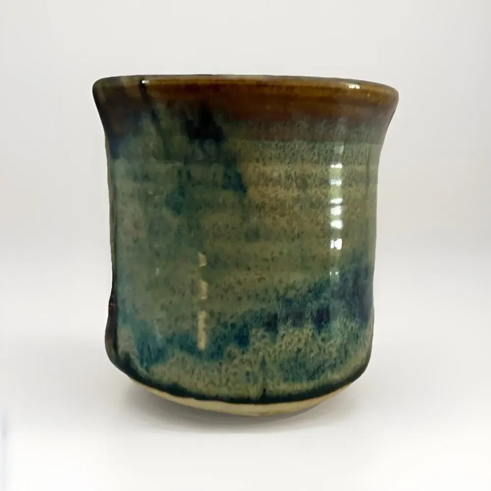 Studio Pottery Kitchen Sponge Holder For Sink Signed Blue Brown Drip Glaze